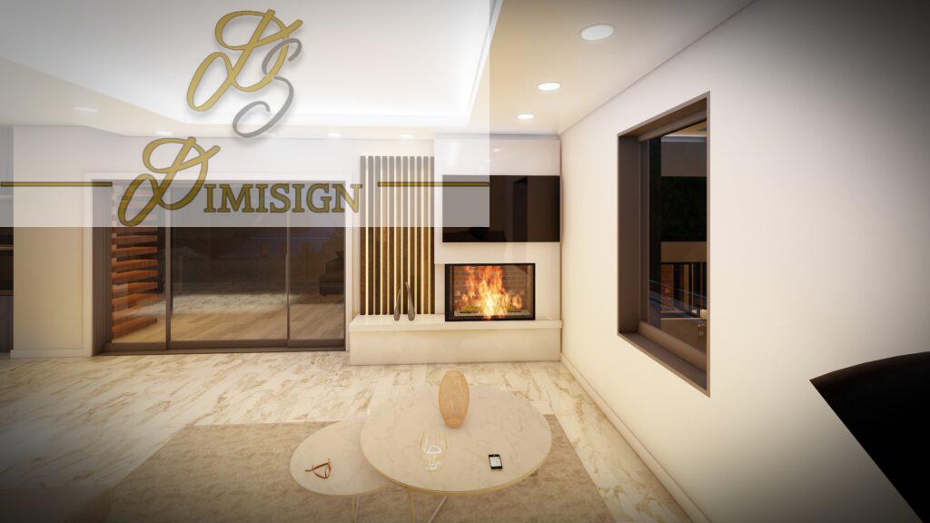 living room in luxury house- syntesi saloniou diakatos