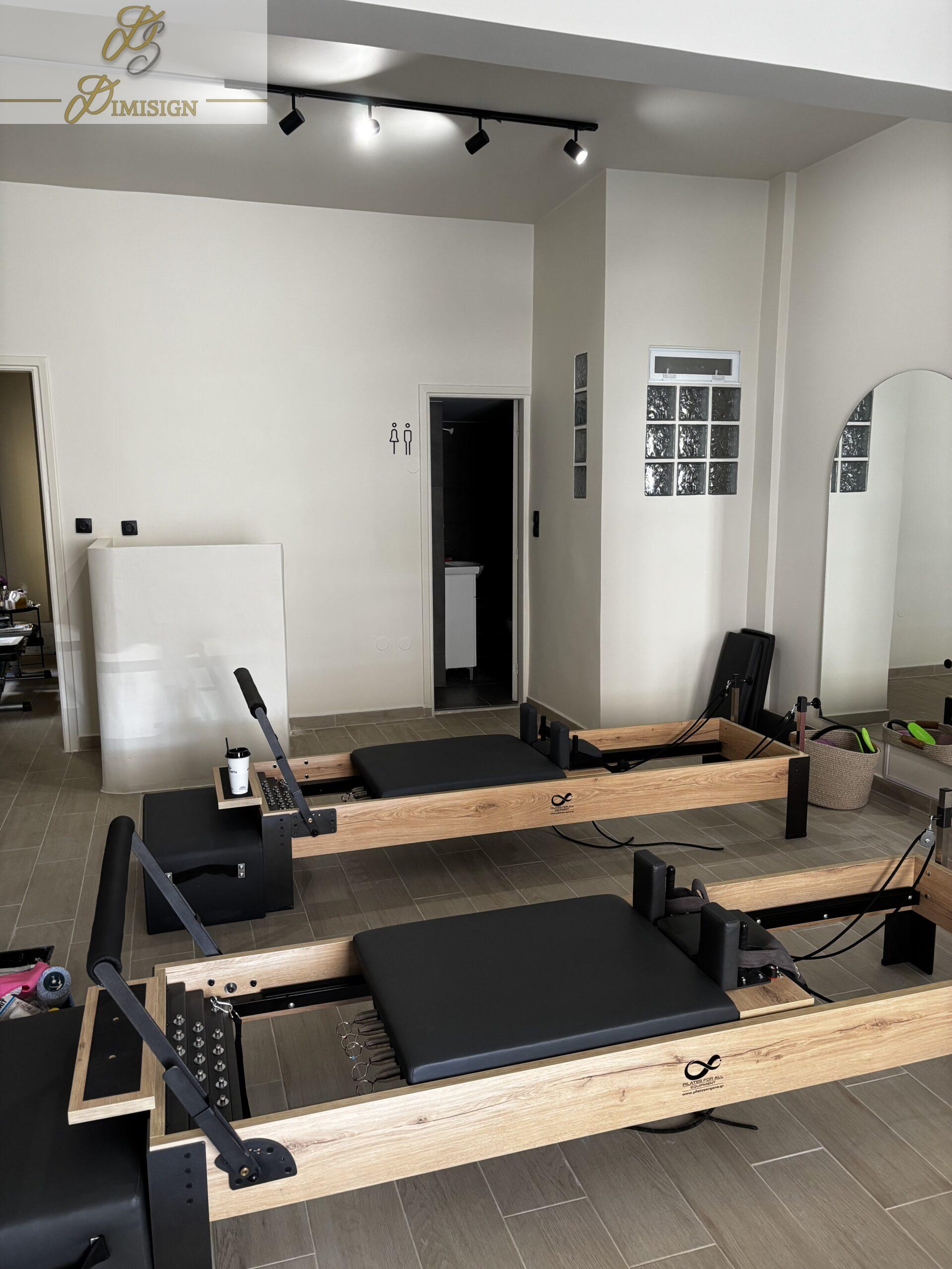 Νέα έργο που ολοκληρώθηκε από την Dimisign στην Νίκαια Αττικής. Studio Pilates -Ανακαίνιση. Κατασκευή Reception